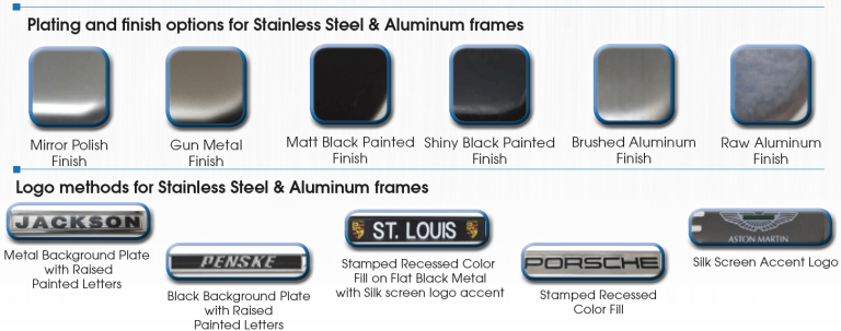 License Plate Frame Finish Options License Plate Frame Finish Options
